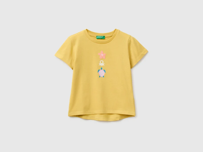 T-shirt con stampa e ricamo