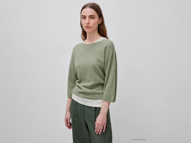 Maglia boxy fit in misto lino