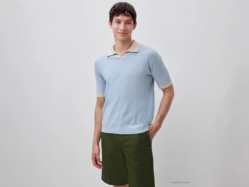 Polo in maglia a coste