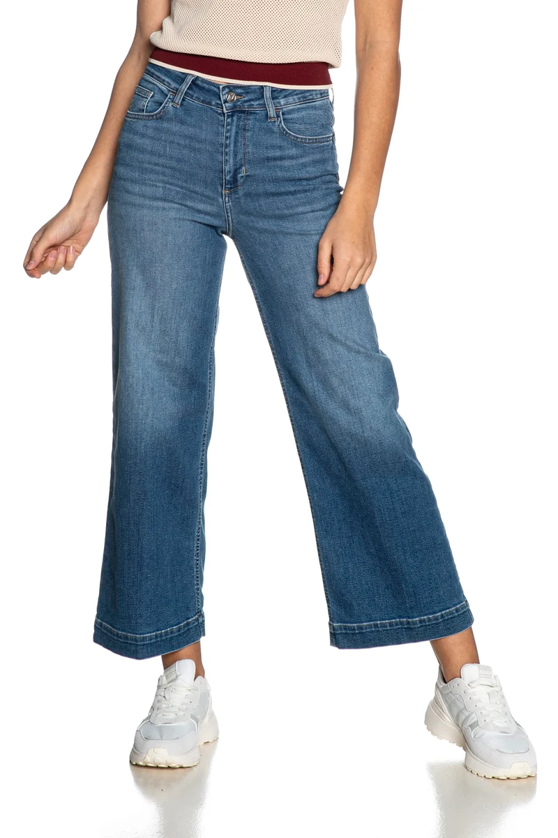 Jeans Liu Jo B Up Flare Crp Da Donna Denim Dark Medio Blu