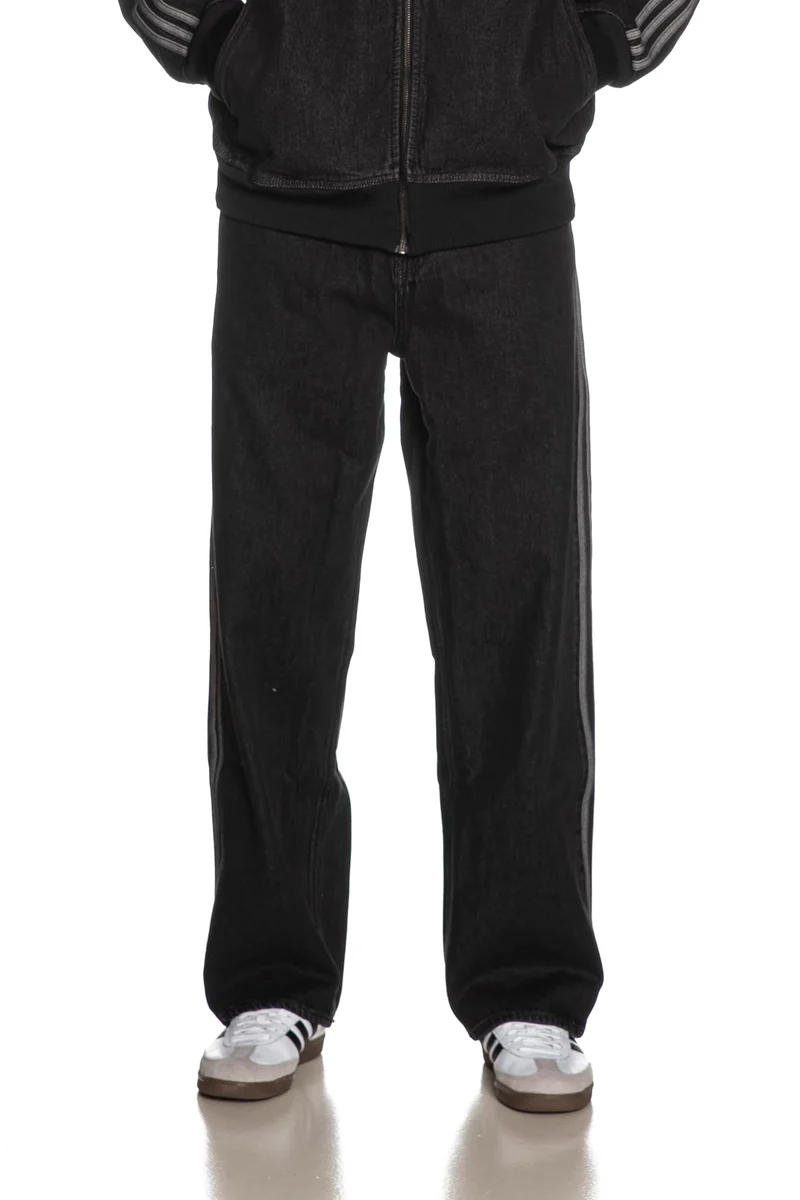 Jeans Adidas Original Firebird Bk Dnm Da Uomo Denim Grigio Scuro Grigio Chiaro