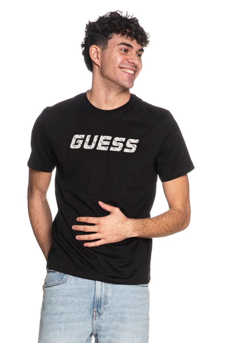 T Shirt Guess Maska Ss Da Uomo Nera