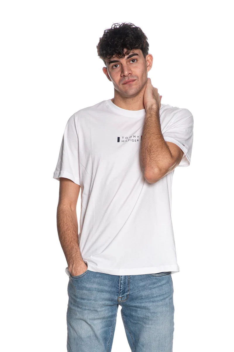 T Shirt Tommy Hilfiger Brand Love Sm Center Tee Da Uomo Bianca