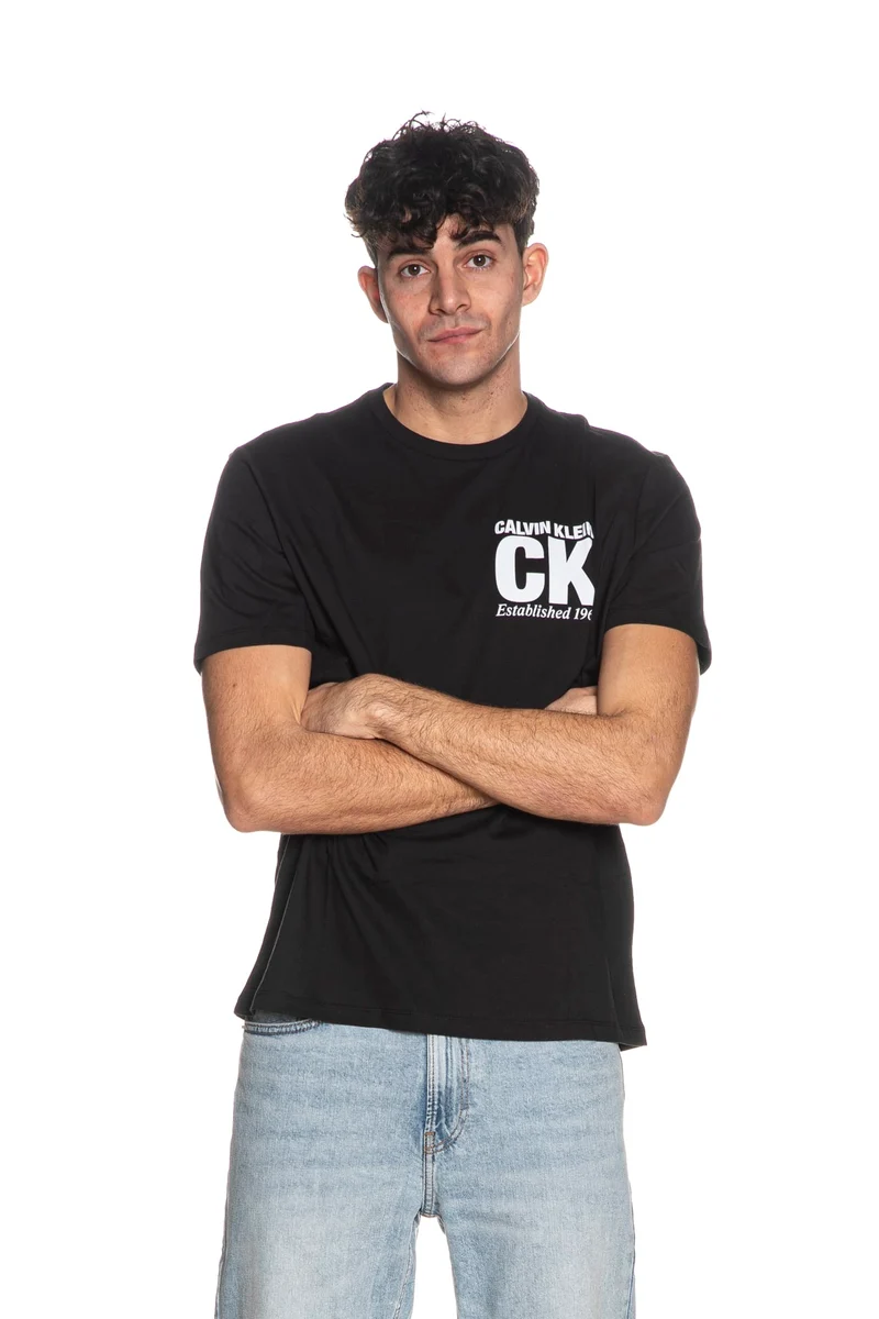 T Shirt Calvin Klein Ss 30s Whsl Sp Ck Corner Grph Tee Da Uomo Nera