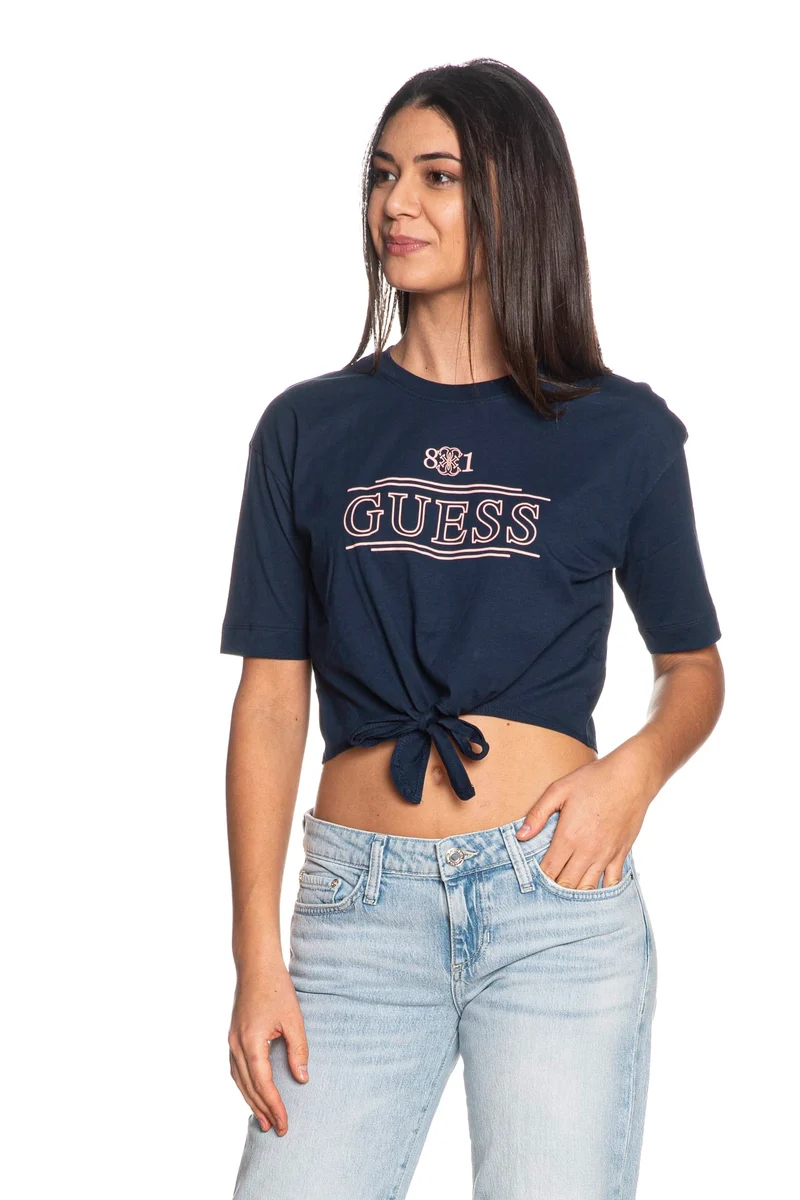 T Shirt Guess Martina Ss Tee Da Donna Blu Navy