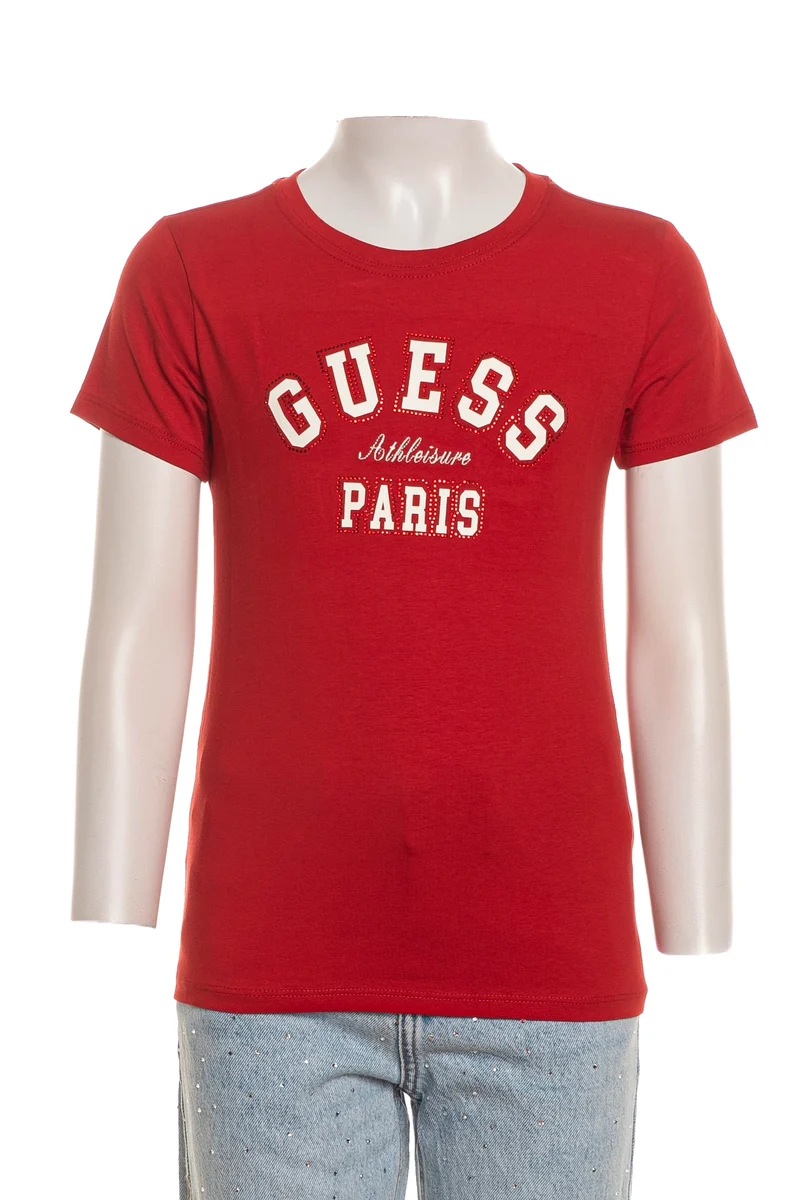 T Shirt Guess Paris Athleisure Da Bambina Rossa