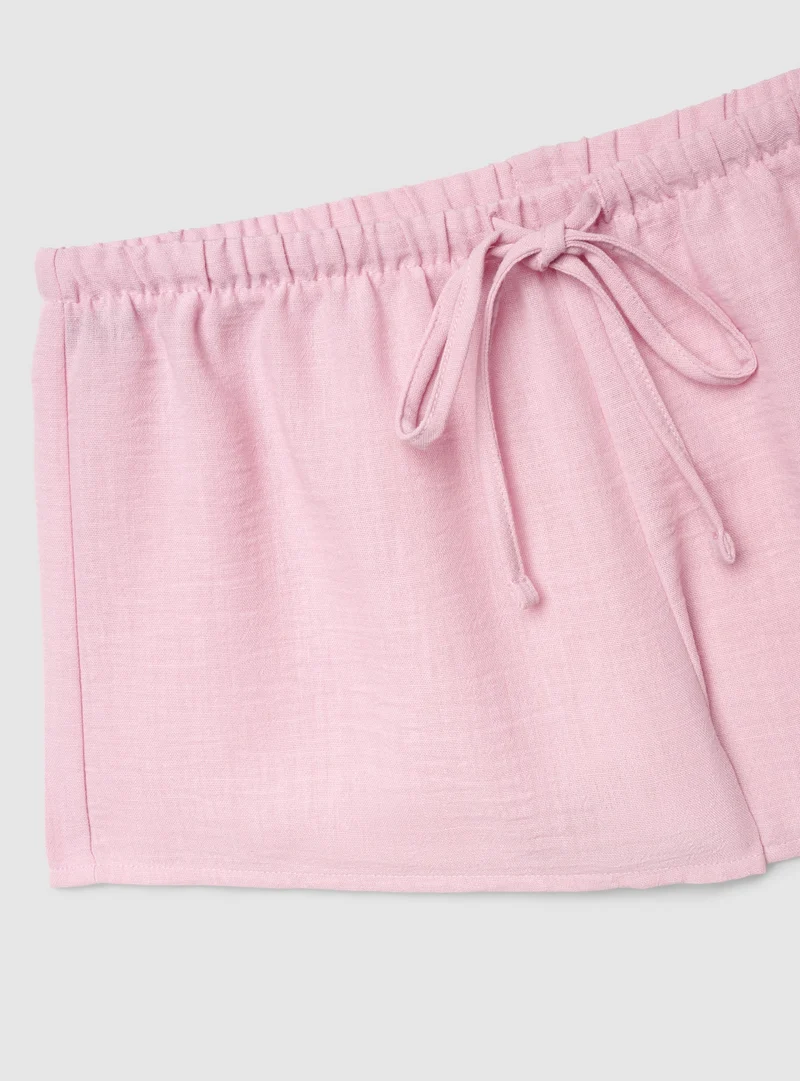 Shorts culotte a vita bassa effetto lino