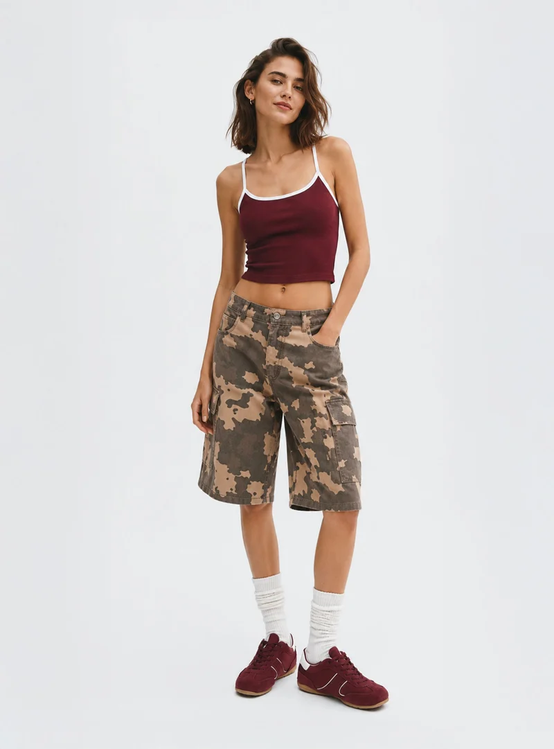 Jorts cargo con stampa camouflage