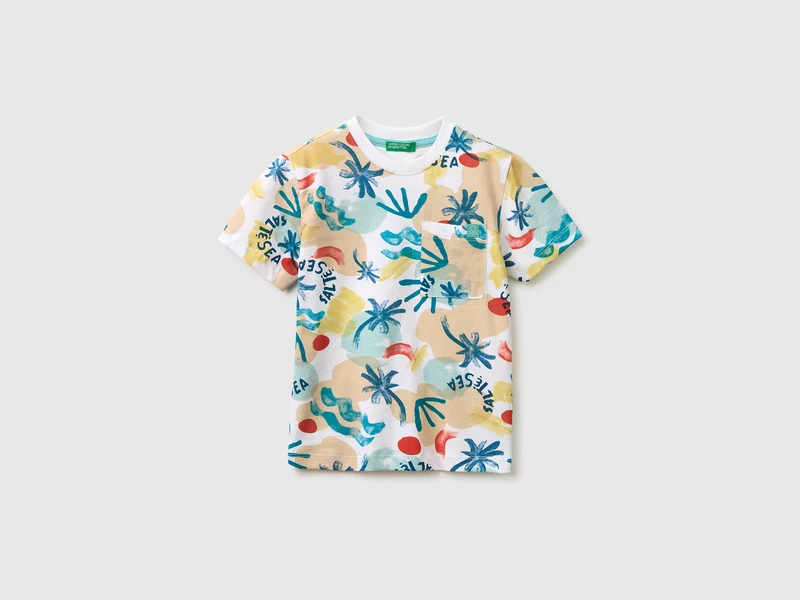 T-shirt con stampa tropical