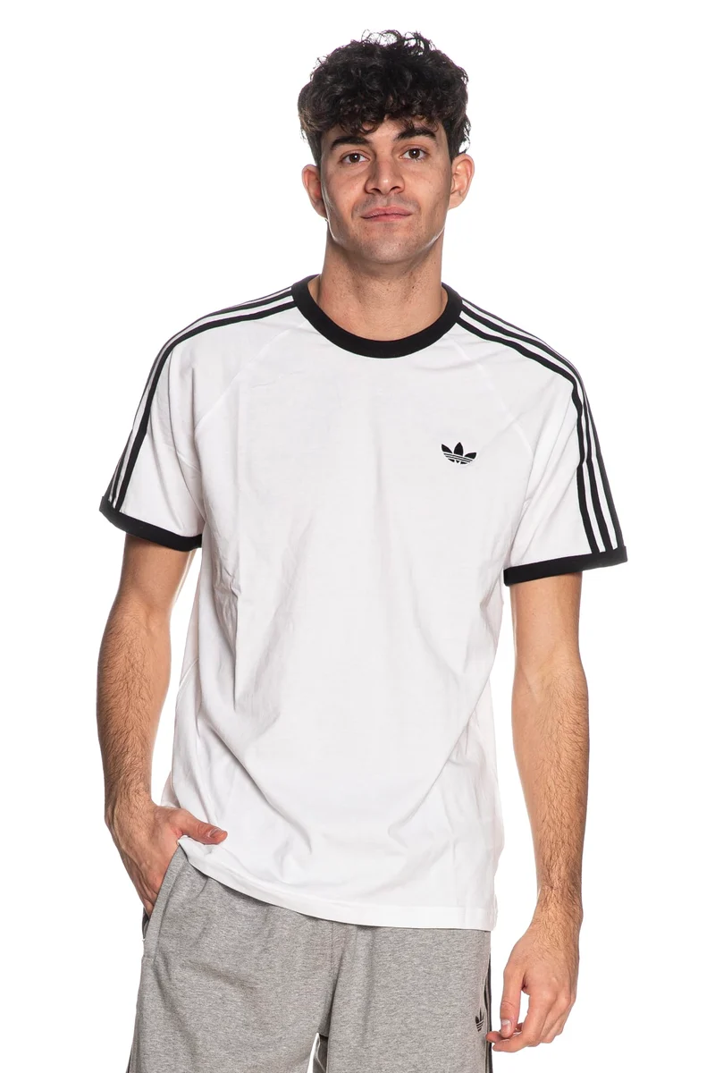 T Shirt Adidas Originals 3 Stripes Tee Cott Da Uomo Bianca