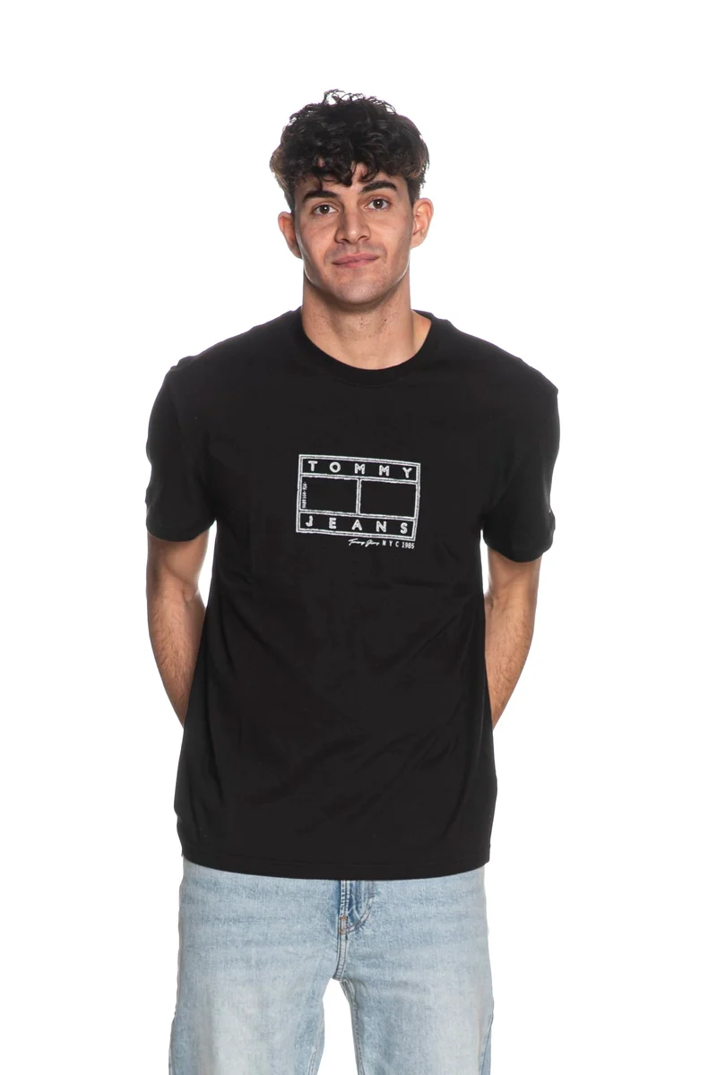 T Shirt Tommy Hilfiger Reg Center Fl Tee Da Uomo Nera
