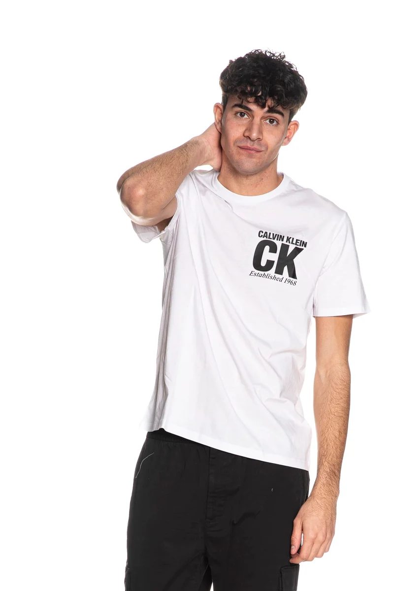 T Shirt Calvin Klein Ss 30s Whsl Sp Ck Corner Tee Da Uomo Bianca