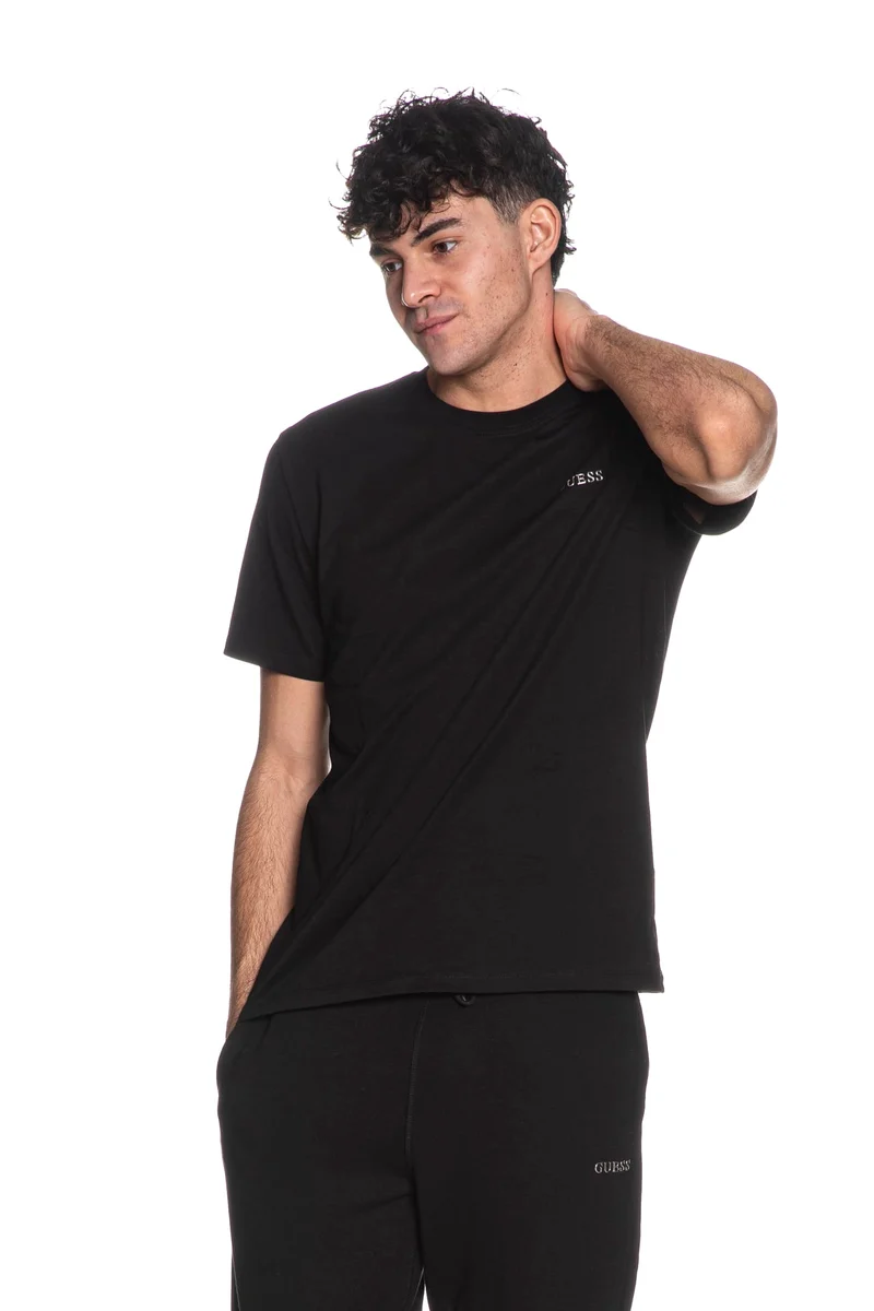 T Shirt Guess Marzio Ss Da Uomo Nera
