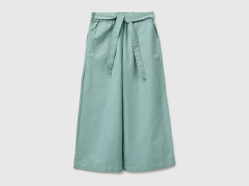 Pantaloni con fusciacca in misto lino