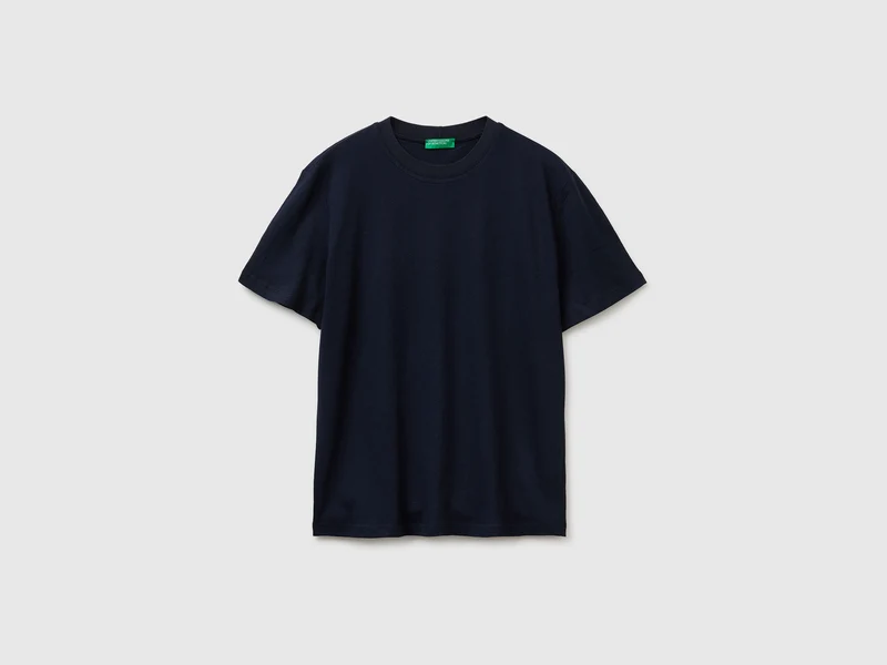 T-shirt girocollo in misto lino