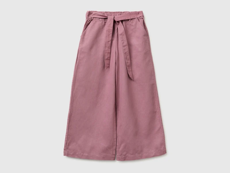 Pantaloni con fusciacca in misto lino