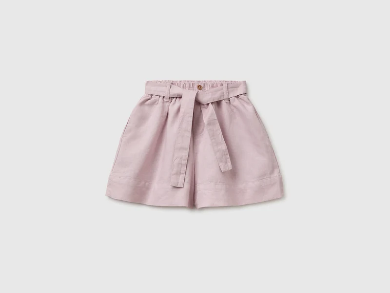 Shorts con fusciacca in misto lino
