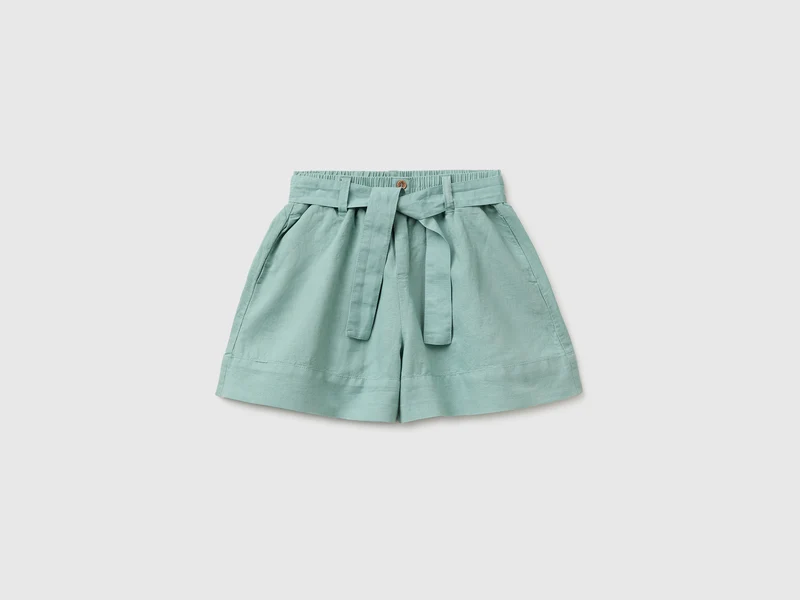 Shorts con fusciacca in misto lino