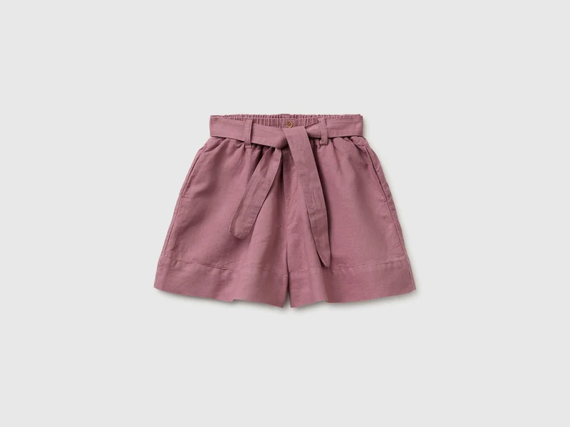 Shorts con fusciacca in misto lino