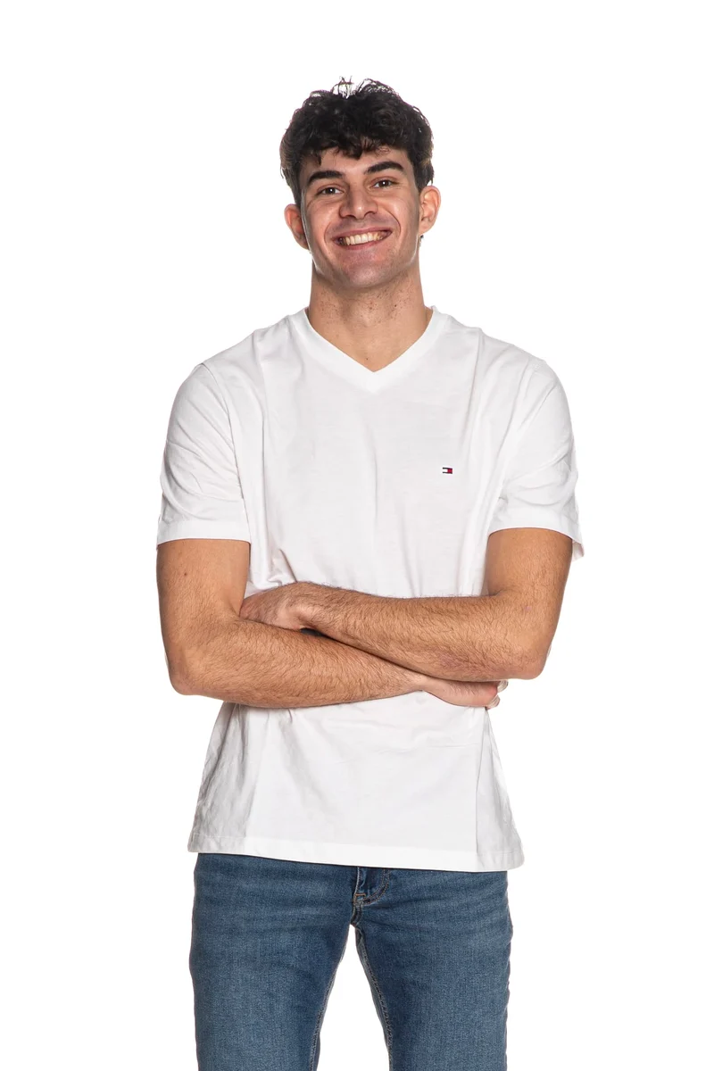 T Shirt Tommy Hilfiger Ess V Neck Tee Da Uomo Bianca
