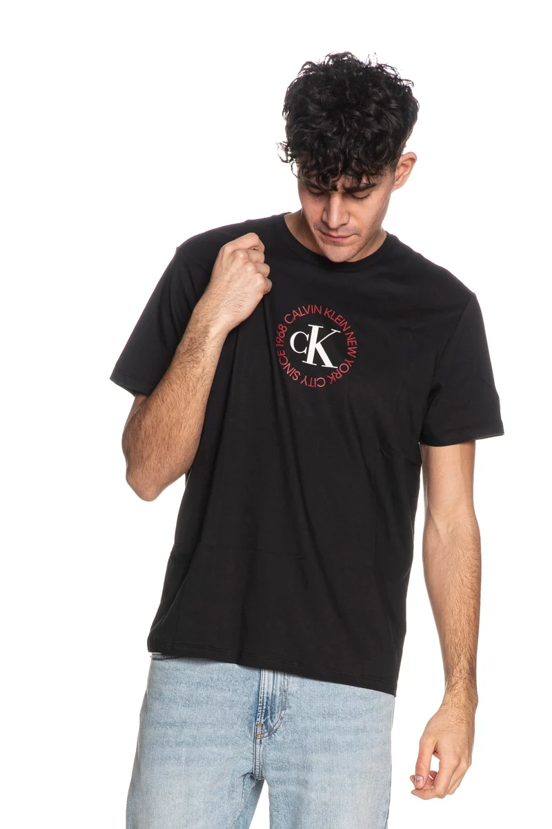 T Shirt Calvin Klein Ss 30s World Circle Tee Da Uomo Nera