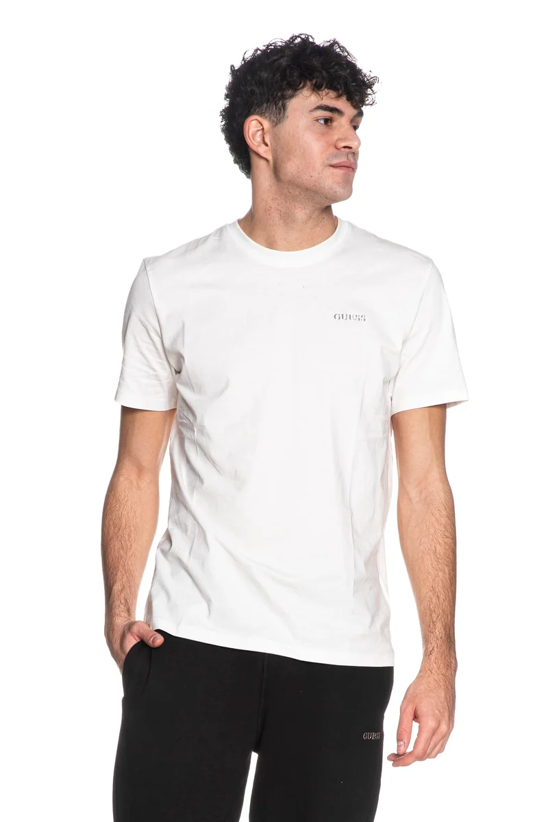 T Shirt Guess Marzio Ss Da Uomo Bianca