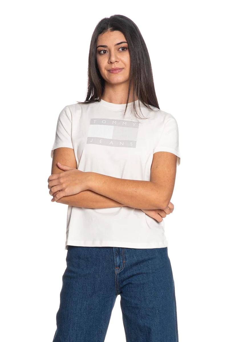 T Shirt Tommy Hilfiger Reg Flg Ss Tee Da Donna Avorio