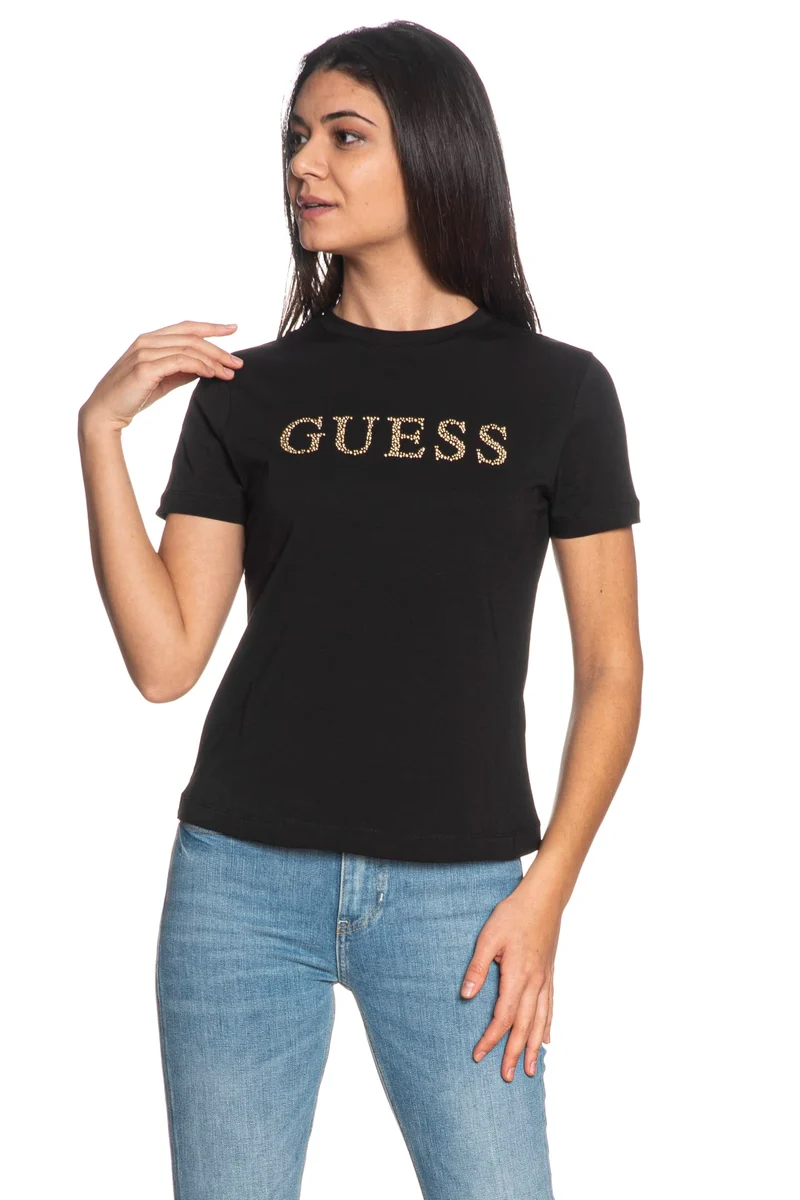 T Shirt Guess Octavia Ss Tee Da Donna Nera