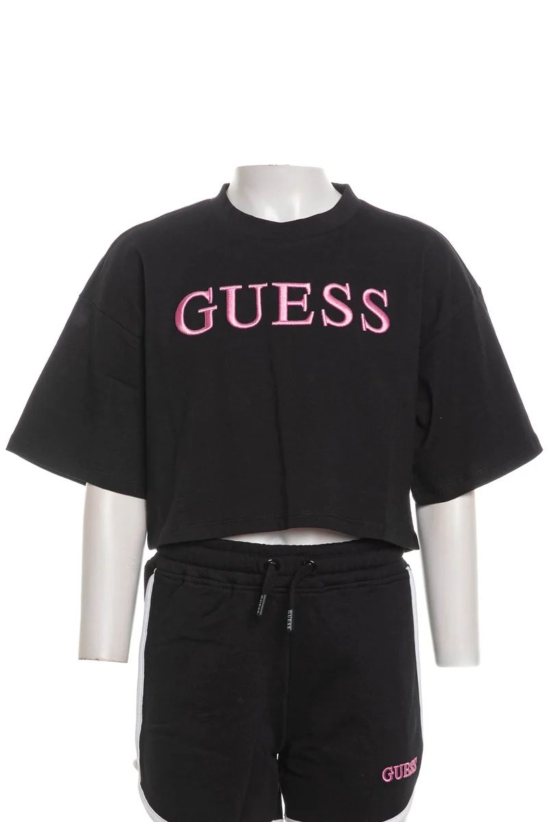 T Shirt Guess Ovs Crp Emb Da Bambina Nera