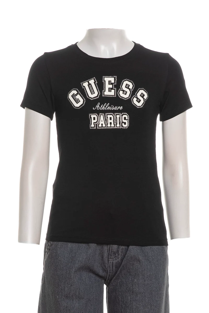 T Shirt Guess Paris Athleisure Da Bambina Nera