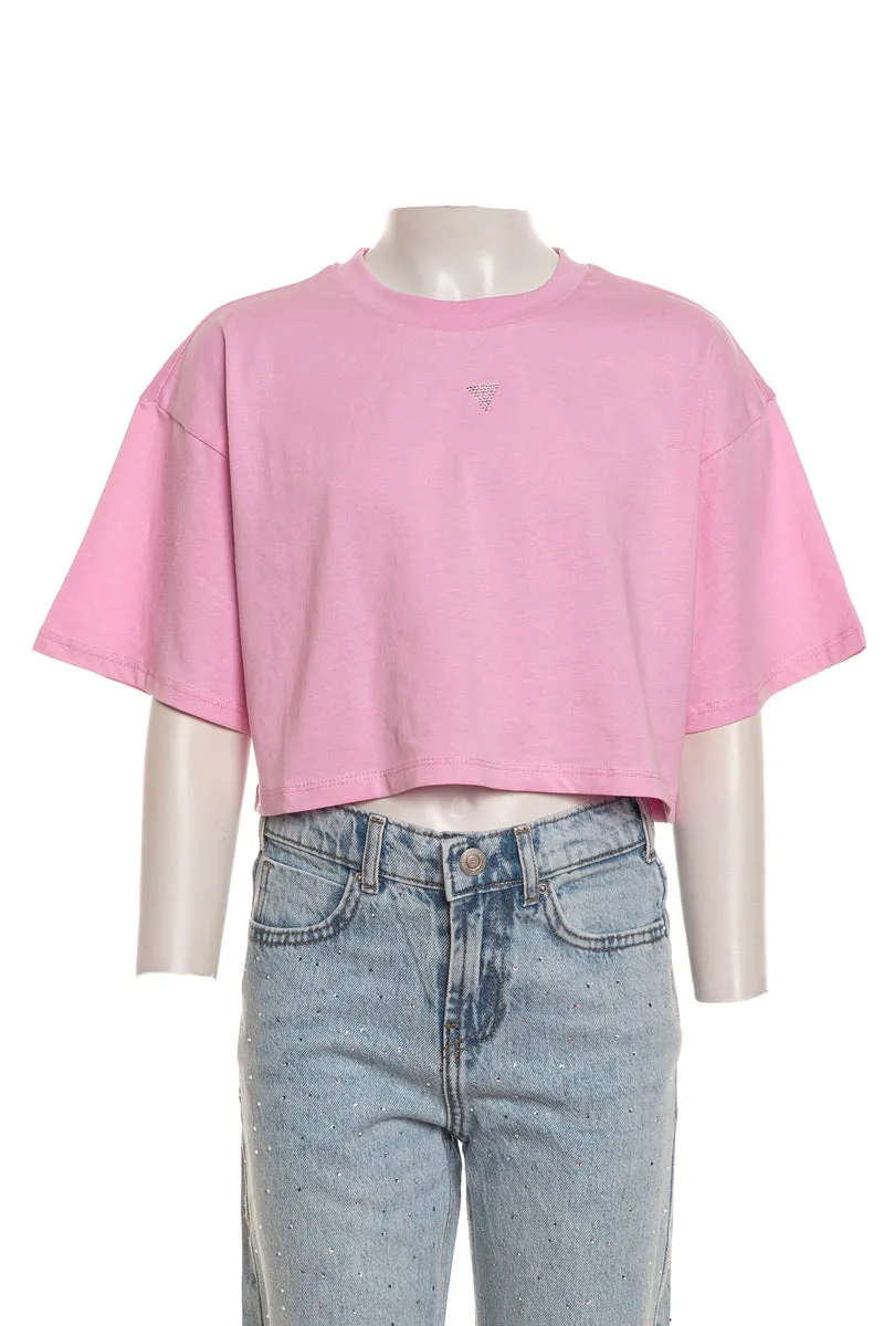 T Shirt Guess Ovs Crp Da Bambina Rosa Orchidea