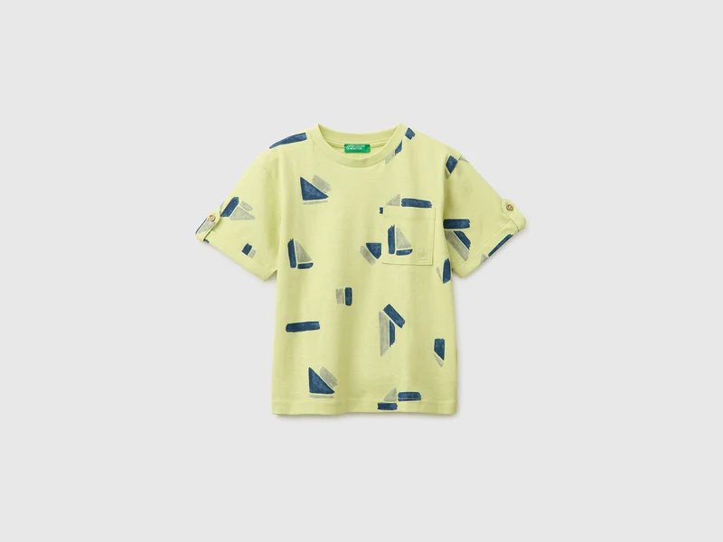 T-shirt stampata in misto lino