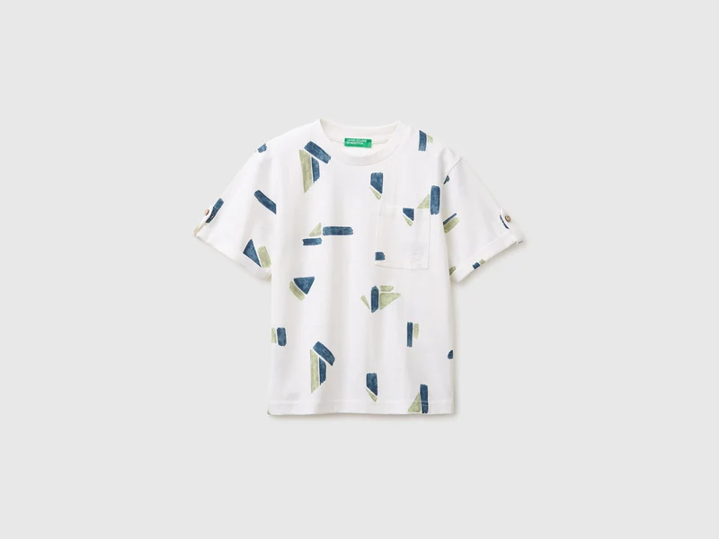 T-shirt stampata in misto lino
