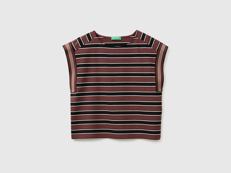 T-shirt smanicata a righe