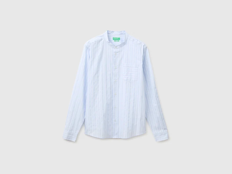 Camicia a righe collo alla coreana
