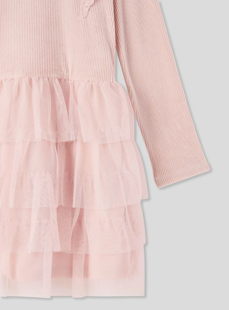 Vestito maniche lunghe con gonna a balze