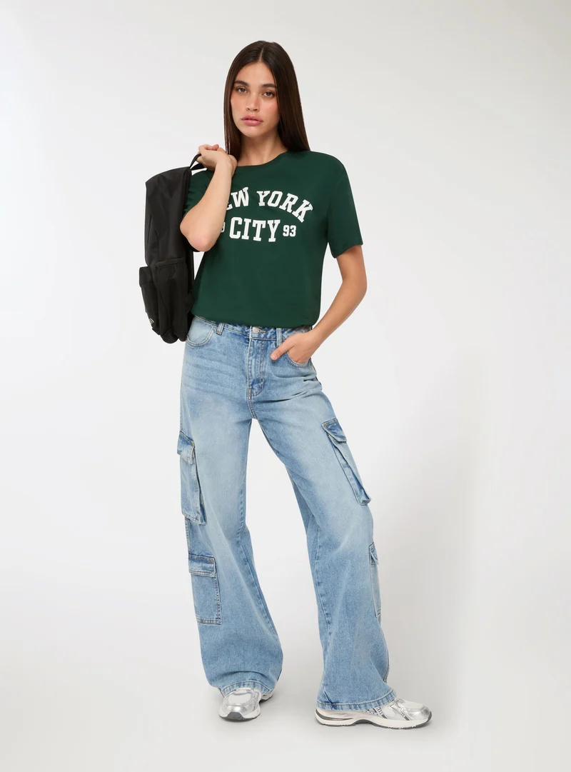 T-shirt ampia stampa college