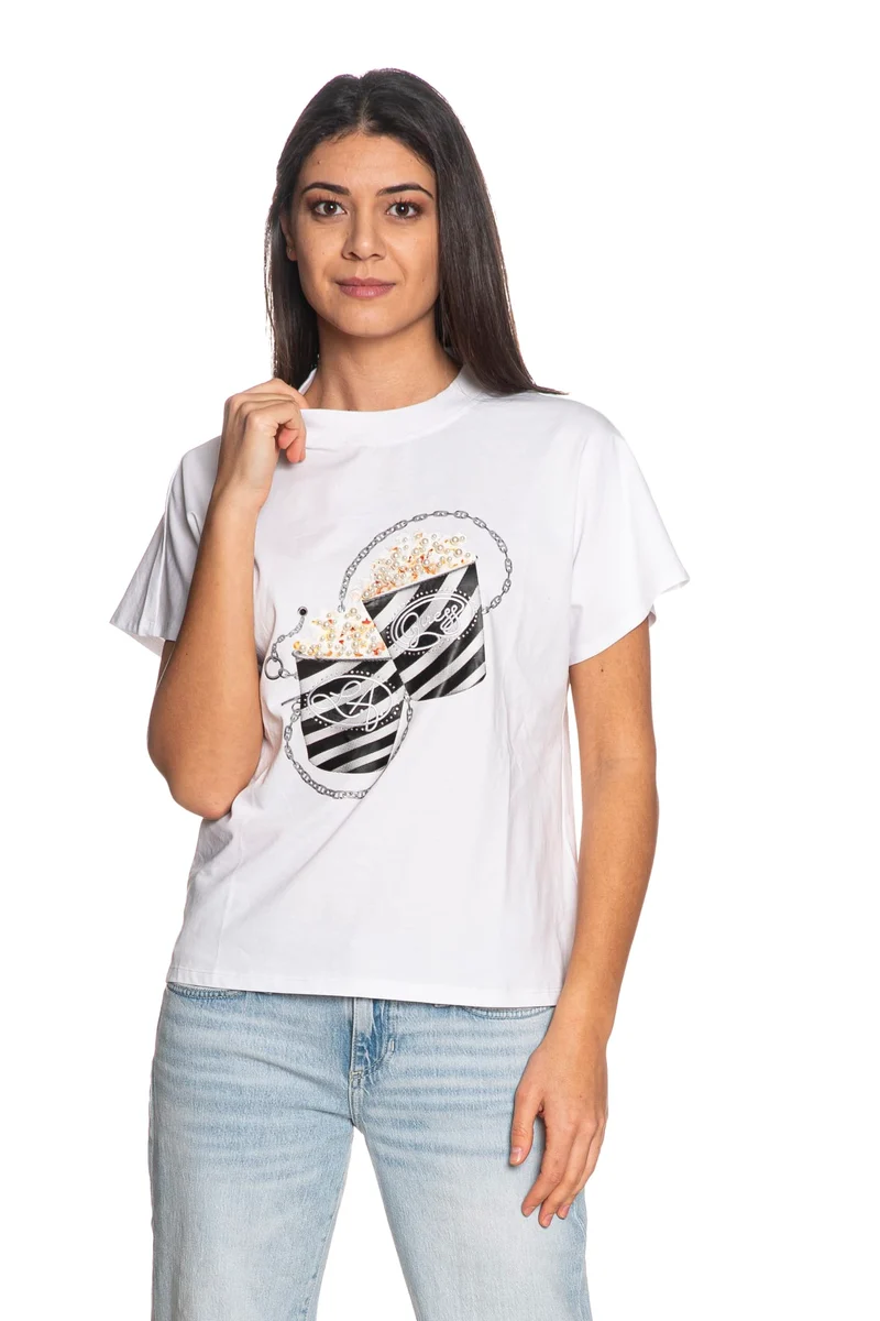 T Shirt Guess Martina Ss Tee Da Donna Bianca