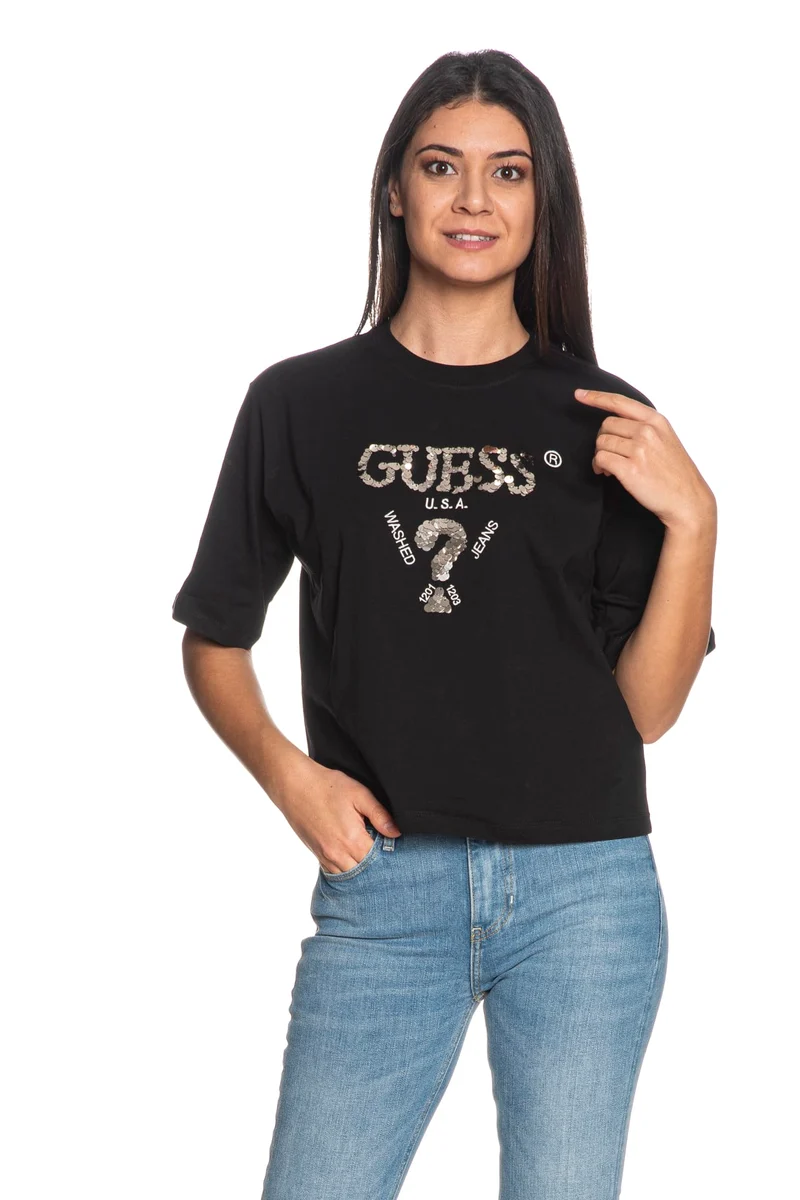 T Shirt Guess Aurelie Ss Tee Da Donna Nera