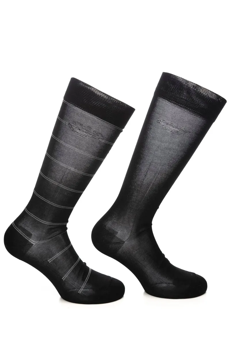 Calzini Lunghi Emporio Armani Long Socks Set 2 Pack Da Uomo Nero Unito Righe Nero In Filato Di Misto Cotone