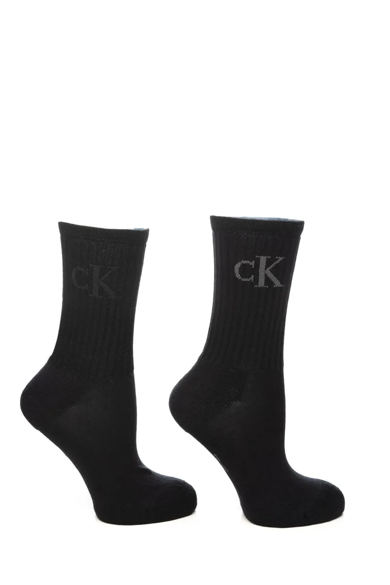 Calzini Corti Calvin Klein Ribs Sock Da Donna Nero In Misto Cotone