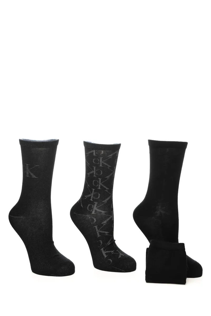 Calzini Corti Calvin Klein 4 Pack Multi Monogram Socks Da Donna Unito Nero Ck Nero In Filato Di Misto Cotone