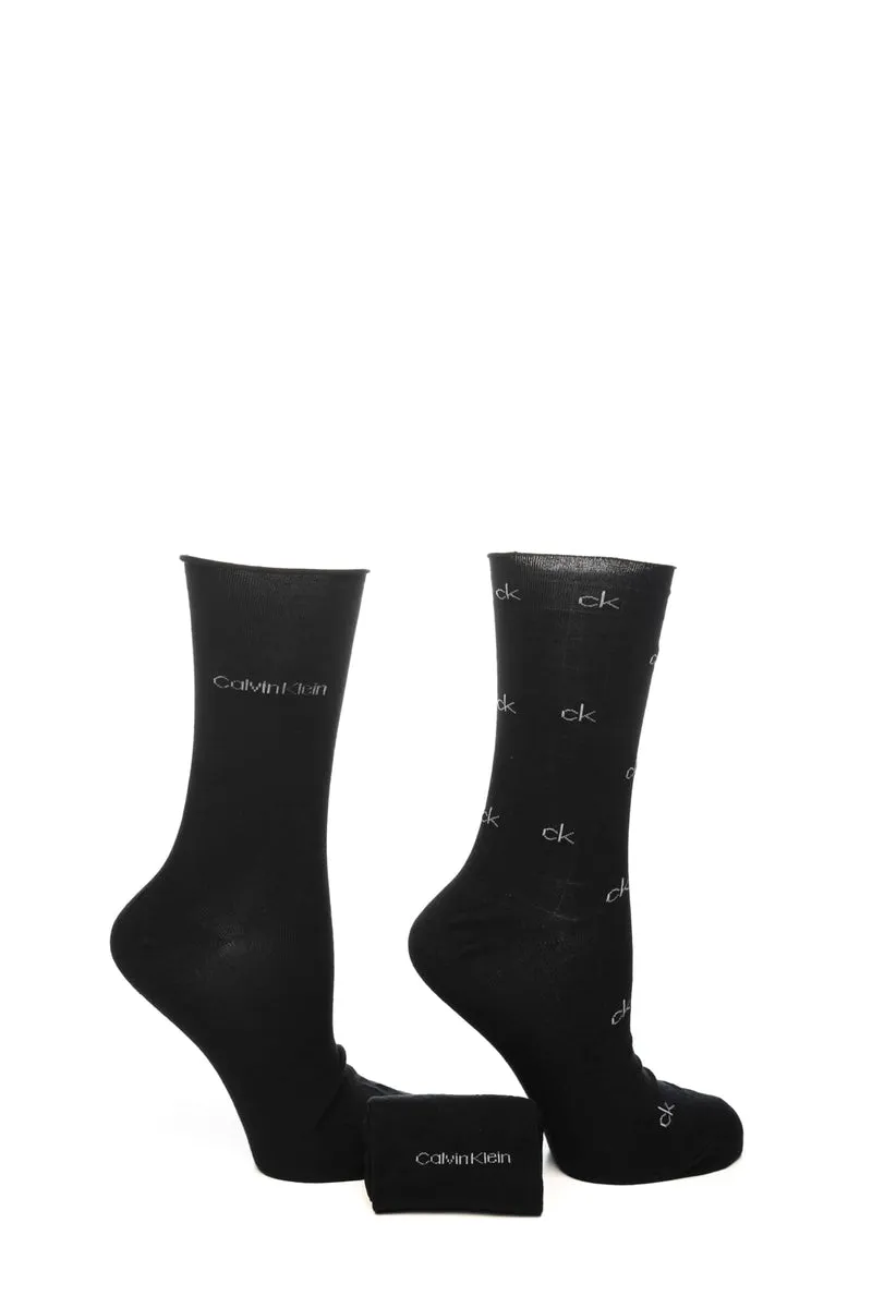 Calzini Bassi Calvin Klein Socks 3 Pack Logo Monogram Gift Box Da Donna Nero In Filato Di Misto Cotone