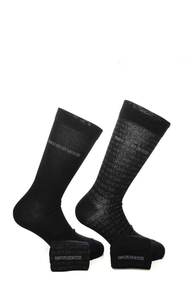 Calzini Corti Calvin Klein Socks 4 Pack Monogram Gift Box Da Uomo Nero Logo Multi Loghi Nero In Filato Di Misto Cotone