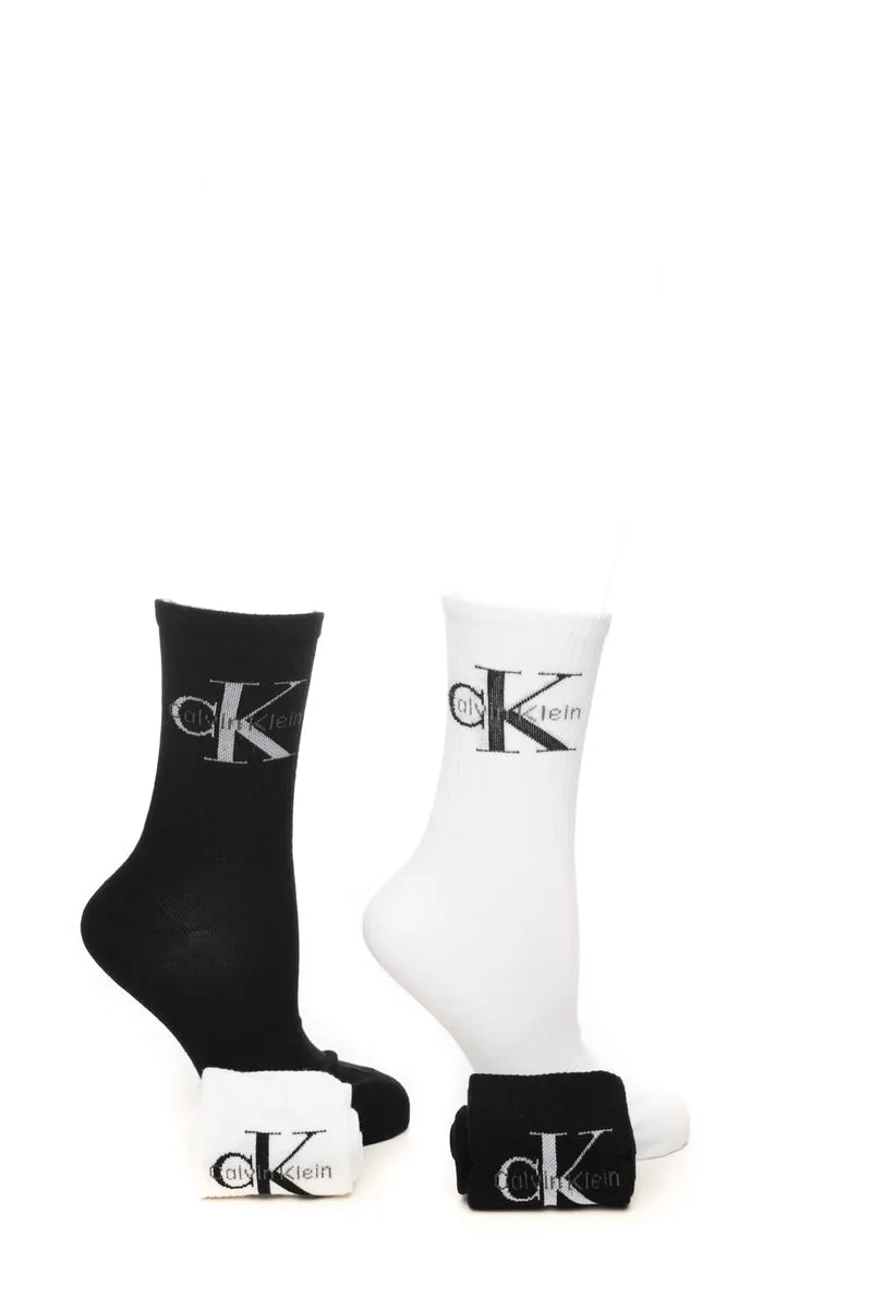 Calzini Bassi Calvin Klein Socks 4 Pack Monogram Gift Box Da Donna Bianco Nero In Filato Di Misto Cotone