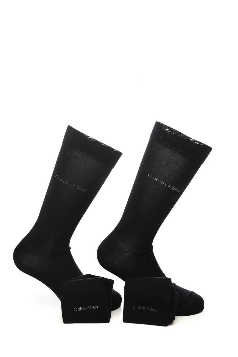 Calzini Corti Calvin Klein Socks 4 Pack Logo Gift Box Da Uomo Nero In Filato Di Misto Cotone