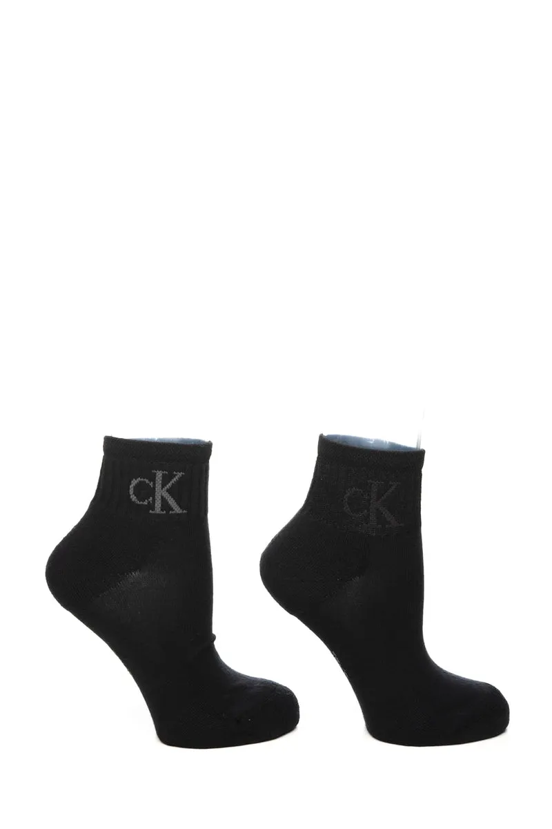 Calzini Bassi Calvin Klein 2 Pack Quarter Socks Da Donna Nero In Cotone