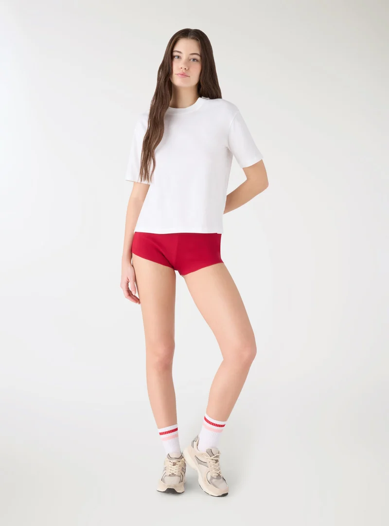 Culotte a costina tinta unita