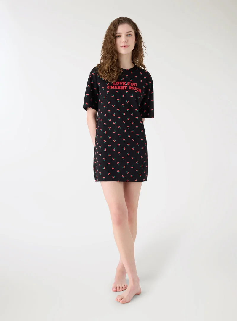 T-shirt over Pigiama con stampa frutta