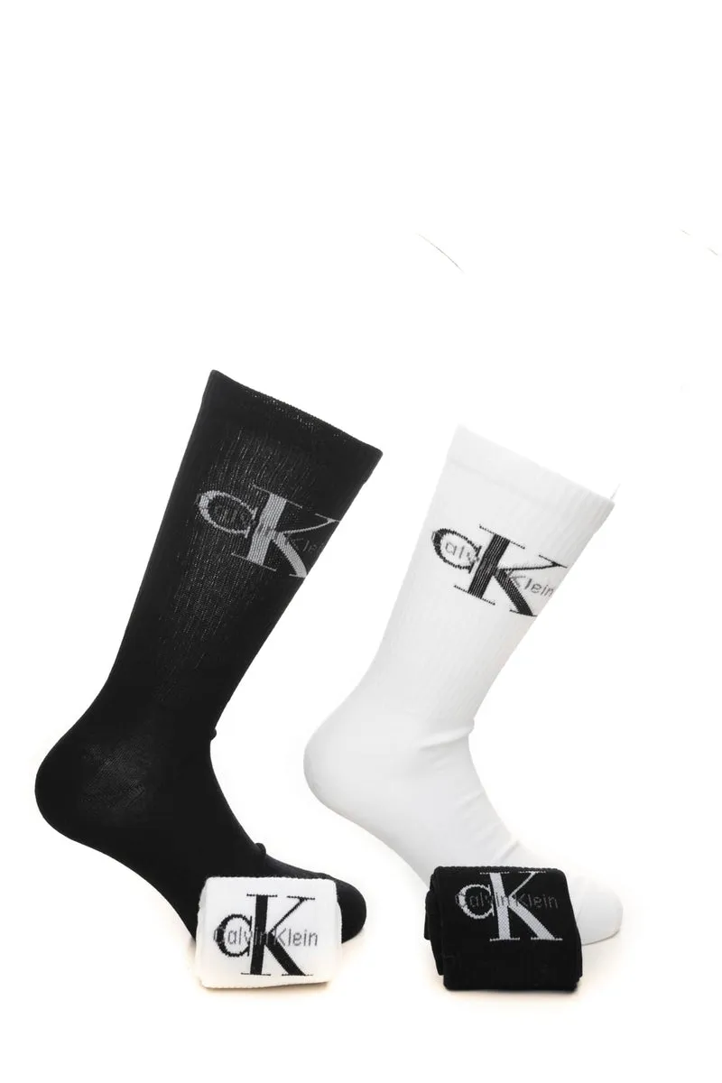 Calzini Corti Calvin Klein Socks 4 Pack Monogram Gift Box Da Uomo Bianco Nero In Filato Di Misto Cotone